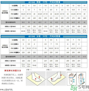 阿迪達(dá)斯鞋碼怎么看？阿迪達(dá)斯鞋碼對(duì)照表